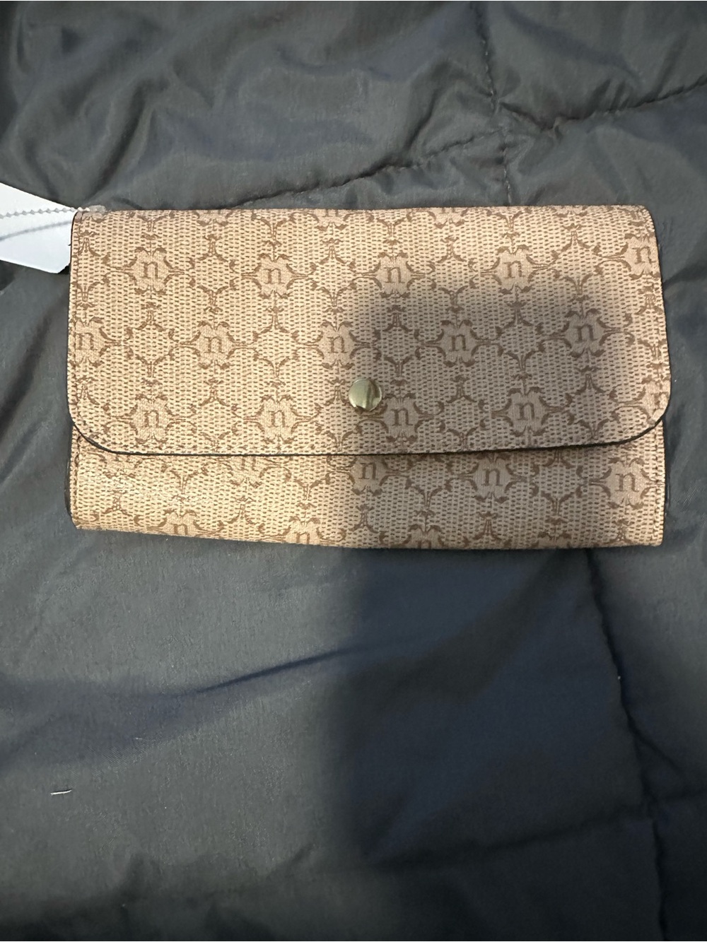 Nanette Lepore Tan Monogram Wallet Clutch with Snap